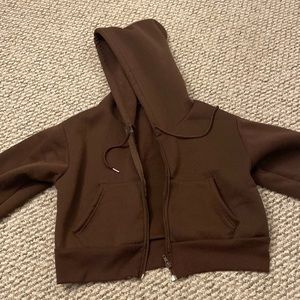 brown cropped hoodie